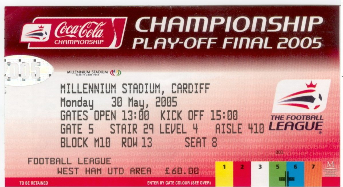Ticket for the 2005 Championship play-off final at the Millennium Stadium, Cardiff, West Ham United area, 60 pounds